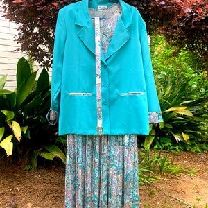 A vintage Blair suit with blazer dress and belt.